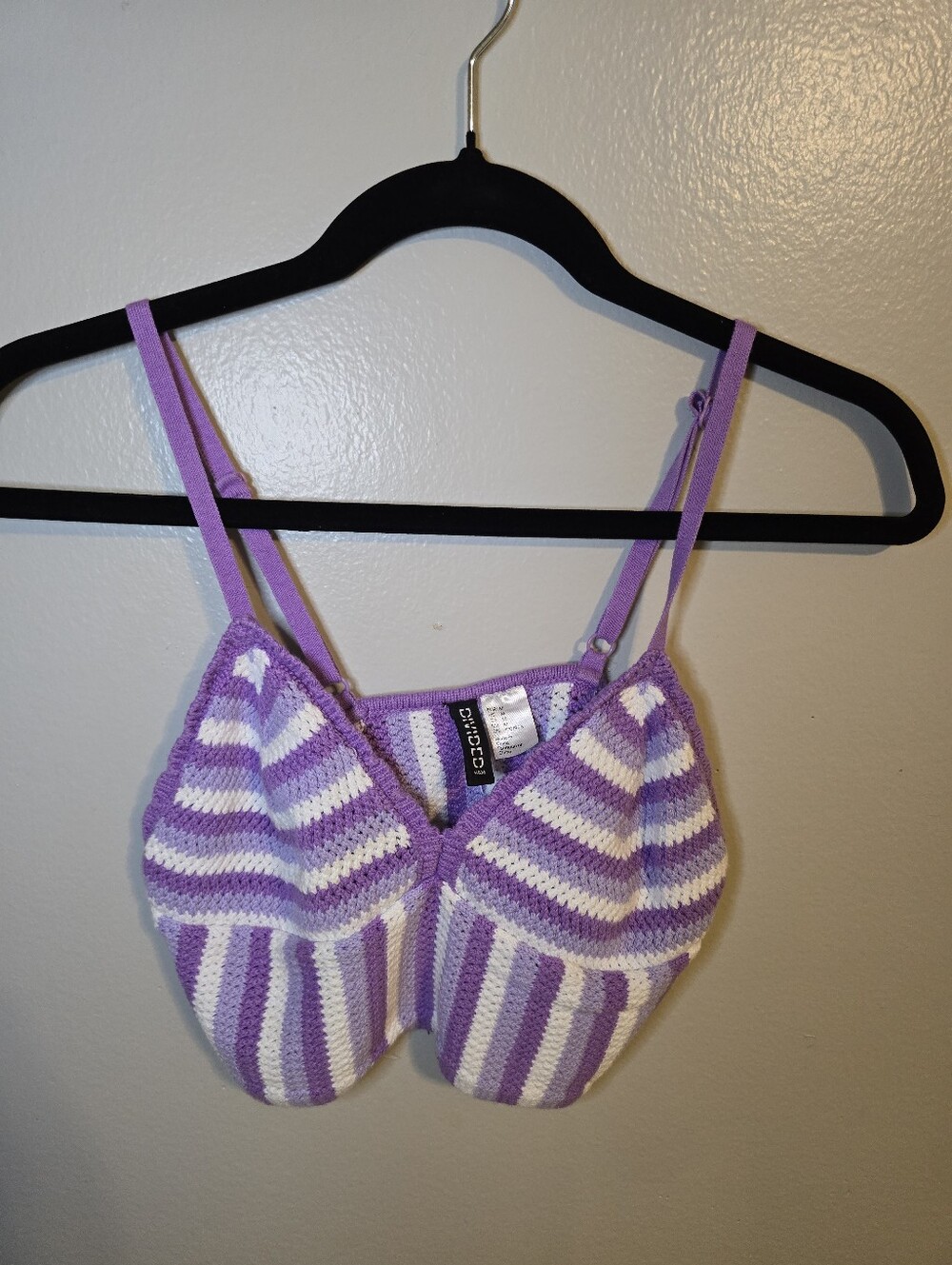 H&M Lavender and White Striped Knit Crop Tank